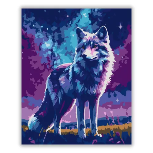 Misztikus farkas tekintete - számfestő készlet - Számfestő.hu - 40×50cm - Keretre feszítve