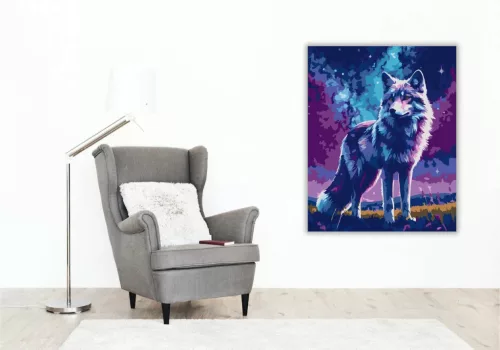 Misztikus farkas tekintete - számfestő készlet - Számfestő.hu - 40×50cm - Keretre feszítve