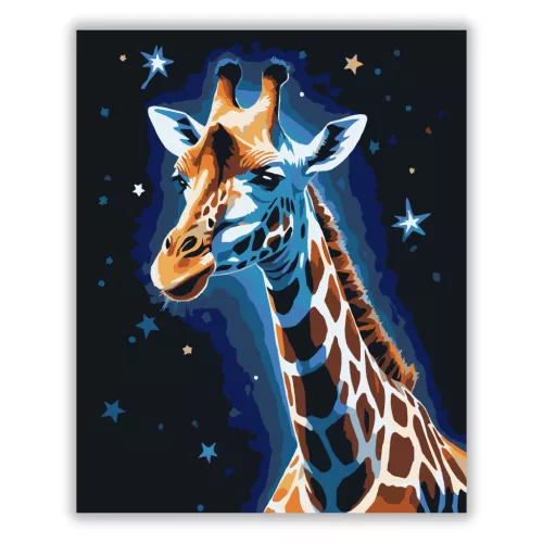 Csillagfényes zsiráf - számfestő készlet - Számfestő.hu - 60×70cm - Keretre feszítve