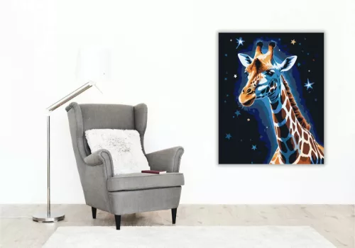 Csillagfényes zsiráf - számfestő készlet - Számfestő.hu - 60×70cm - Keret nélkül