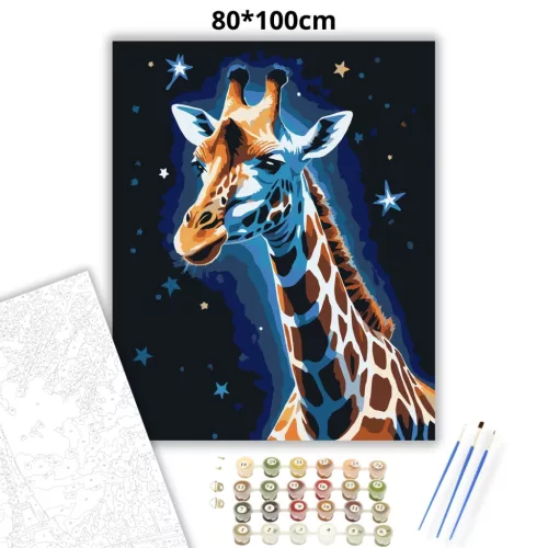 Csillagfényes zsiráf - számfestő készlet - Számfestő.hu - 80×100cm - Keret nélkül