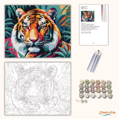 Vad tigris a lombok közt - számfestő készlet - Számfestő.hu - 60×70cm - Keretre feszítve