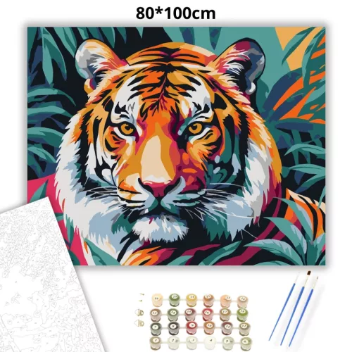 Vad tigris a lombok közt - számfestő készlet - Számfestő.hu - 80×100cm - Keret nélkül