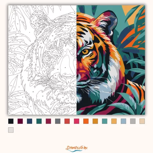 Vad tigris a lombok közt - számfestő készlet - Számfestő.hu - 80×100cm - Keret nélkül