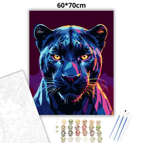 Átható párduc pillantás - számfestő készlet - Számfestő.hu - 60×70cm - Keret nélkül