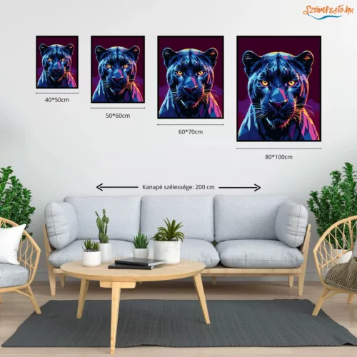 Átható párduc pillantás - számfestő készlet - Számfestő.hu - 80×100cm - Keretre feszítve