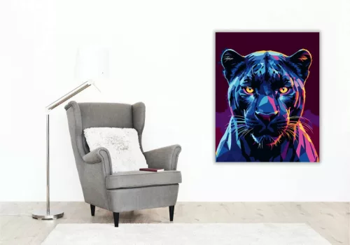 Átható párduc pillantás - számfestő készlet - Számfestő.hu - 80×100cm - Keretre feszítve