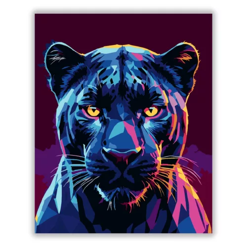 Átható párduc pillantás - számfestő készlet - Számfestő.hu - 40×50cm - Keretre feszítve