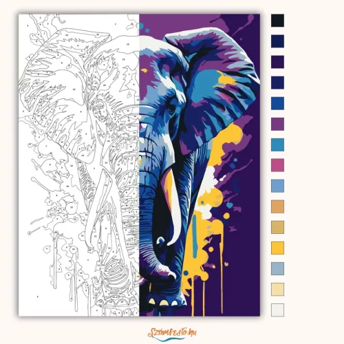 Szilaj agyarak - számfestő készlet - Számfestő.hu - 50×60cm - Keretre feszítve