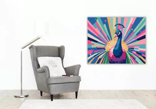 Pávatoll-korona - számfestő készlet - Számfestő.hu - 40×50cm - Keret nélkül