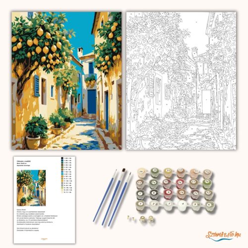 Napsütötte citromliget - számfestő készlet - Számfestő.hu - 50×60cm - Keret nélkül