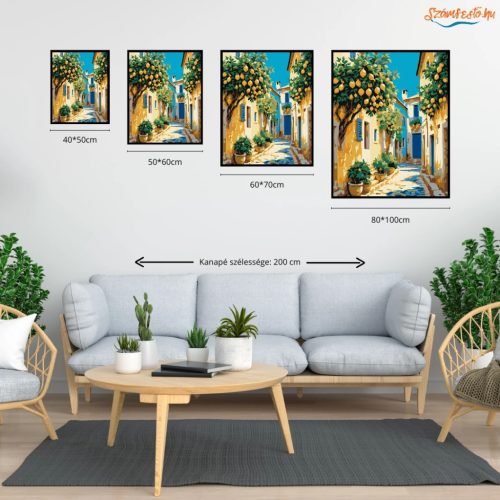 Napsütötte citromliget - számfestő készlet - Számfestő.hu - 80×100cm - Keret nélkül