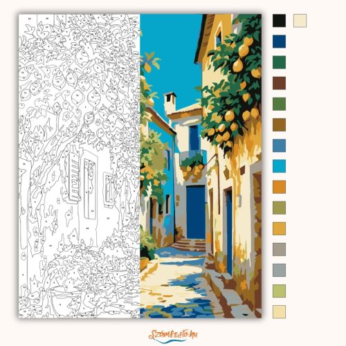 Napsütötte citromliget - számfestő készlet - Számfestő.hu - 40×50cm - Keretre feszítve