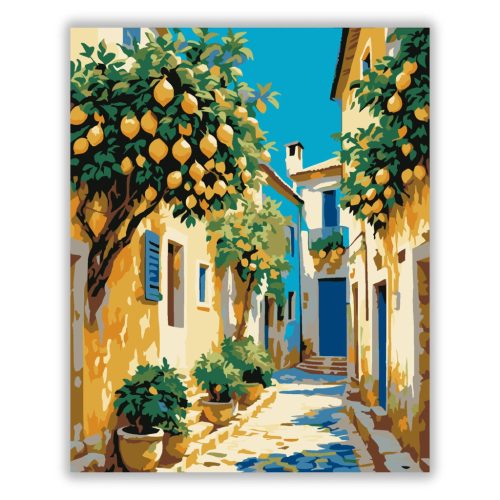 Napsütötte citromliget - számfestő készlet - Számfestő.hu - 40×50cm - Keret nélkül