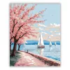 Tavaszi vitorlások a Balatonon - számfestő készlet - Számfestő.hu - 80×100cm - Keretre feszítve
