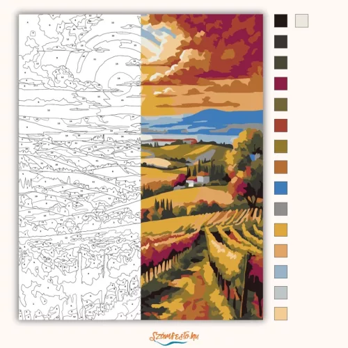 Balatoni dombvidék - számfestő készlet - Számfestő.hu - 60×70cm - Keret nélkül