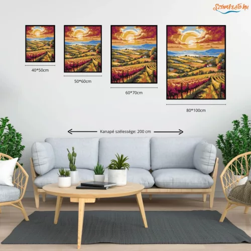Balatoni dombvidék - számfestő készlet - Számfestő.hu - 40×50cm - Keretre feszítve