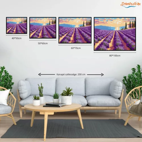 Levendulasorok ösvénye - számfestő készlet - Számfestő.hu - 50×60cm - Keretre feszítve