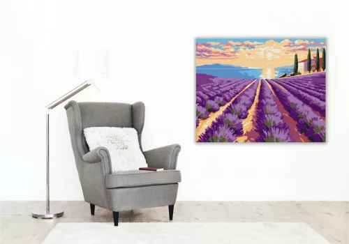 Levendulasorok ösvénye - számfestő készlet - Számfestő.hu - 50×60cm - Keret nélkül