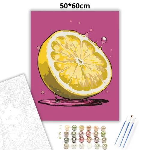 Üdítő citrom - számfestő készlet - Számfestő.hu - 50×60cm - Keretre feszítve