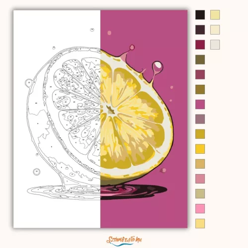 Üdítő citrom - számfestő készlet - Számfestő.hu - 50×60cm - Keretre feszítve