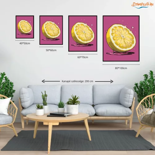 Üdítő citrom - számfestő készlet - Számfestő.hu - 50×60cm - Keretre feszítve