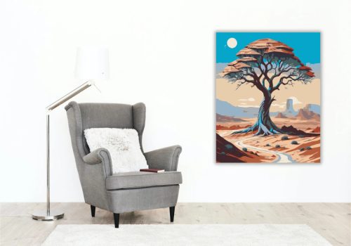 Tűző nap a sivatagban - számfestő készlet - Számfestő.hu - 50×60cm - Keret nélkül