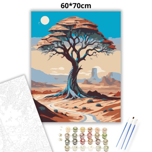 Tűző nap a sivatagban - számfestő készlet - Számfestő.hu - 60×70cm - Keret nélkül