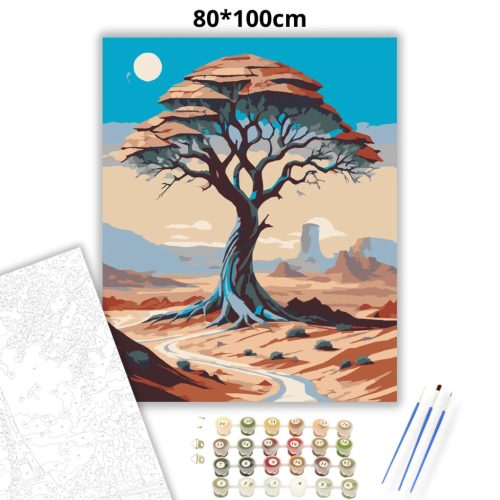 Tűző nap a sivatagban - számfestő készlet - Számfestő.hu - 80×100cm - Keretre feszítve