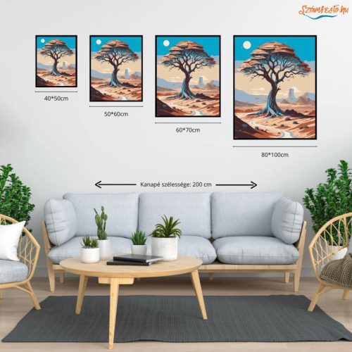 Tűző nap a sivatagban - számfestő készlet - Számfestő.hu - 80×100cm - Keret nélkül