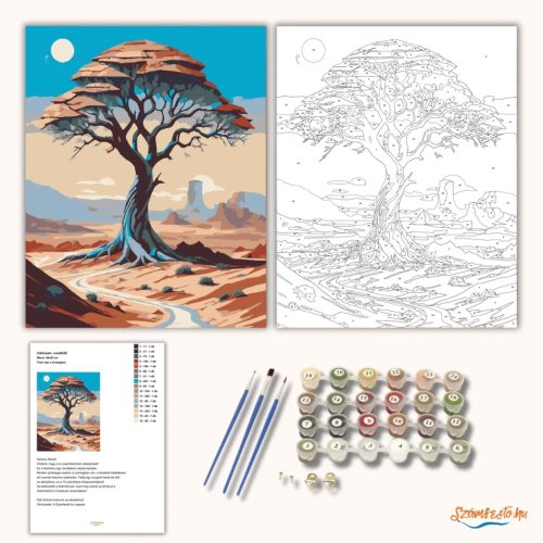 Tűző nap a sivatagban - számfestő készlet - Számfestő.hu - 40×50cm - Keret nélkül