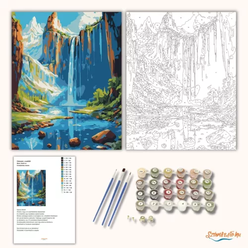 Kristálytiszta vízesés - számfestő készlet - Számfestő.hu - 50×60cm - Keret nélkül