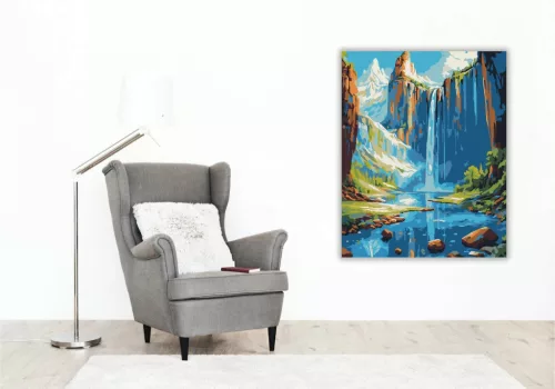 Kristálytiszta vízesés - számfestő készlet - Számfestő.hu - 80×100cm - Keretre feszítve