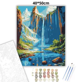Kristálytiszta vízesés - számfestő készlet - Számfestő.hu - 40×50cm - Keret nélkül
