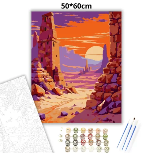 Aranyló romok - számfestő készlet - Számfestő.hu - 50×60cm - Keret nélkül