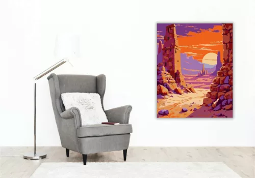 Aranyló romok - számfestő készlet - Számfestő.hu - 60×70cm - Keretre feszítve