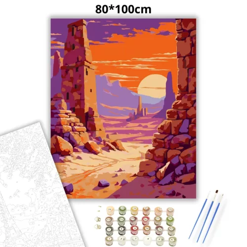 Aranyló romok - számfestő készlet - Számfestő.hu - 80×100cm - Keret nélkül