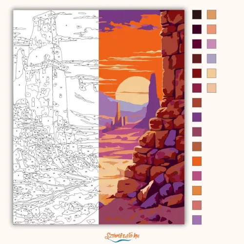 Aranyló romok - számfestő készlet - Számfestő.hu - 80×100cm - Keretre feszítve