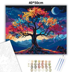 Álomszerű színes fa - számfestő készlet - Számfestő.hu - 40×50cm - Keret nélkül