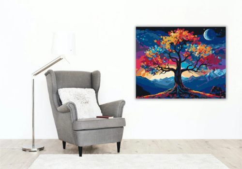 Álomszerű színes fa - számfestő készlet - Számfestő.hu - 40×50cm - Keretre feszítve