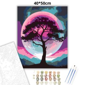 Magányos fa sziluettje - számfestő készlet - Számfestő.hu - 40×50cm - Keret nélkül