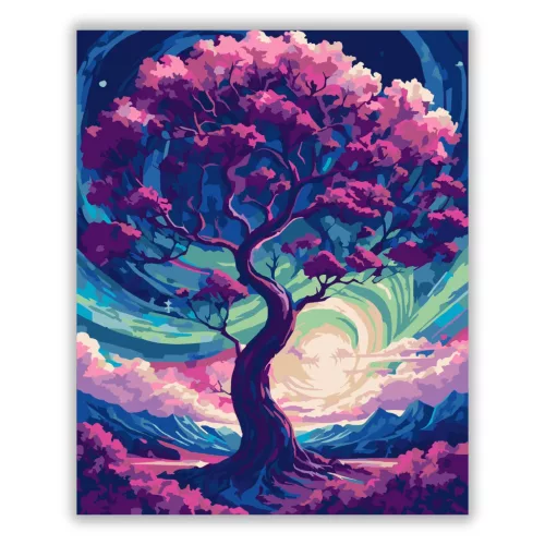 Álomszerű virágzó fa - számfestő készlet - Számfestő.hu - 40×50cm - Keret nélkül