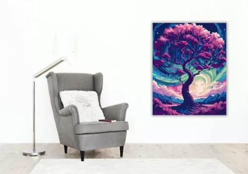 Álomszerű virágzó fa - számfestő készlet - Számfestő.hu - 40×50cm - Keret nélkül