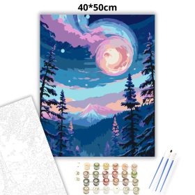 Mesés holdkorong - számfestő készlet - Számfestő.hu - 40×50cm - Keret nélkül