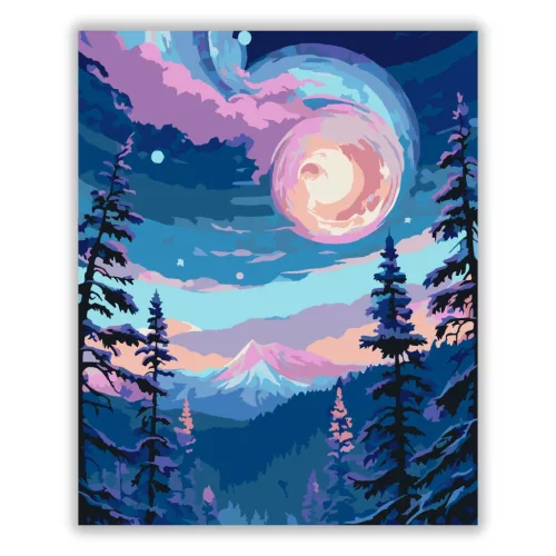 Mesés holdkorong - számfestő készlet - Számfestő.hu - 40×50cm - Keret nélkül