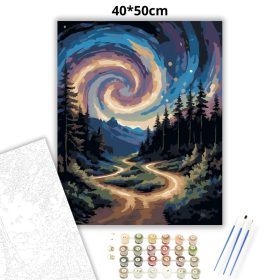 Varázslatos örvénylő égbolt - számfestő készlet - Számfestő.hu - 40×50cm - Keret nélkül
