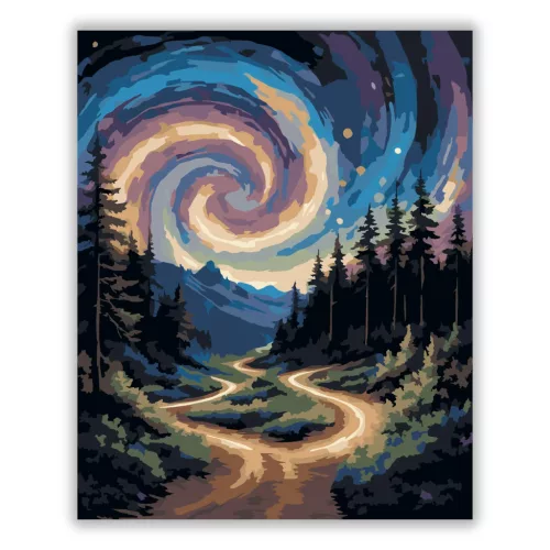 Varázslatos örvénylő égbolt - számfestő készlet - Számfestő.hu - 40×50cm - Keret nélkül
