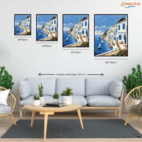 Mediterrán vitorlások - számfestő készlet - Számfestő.hu - 50×60cm - Keret nélkül