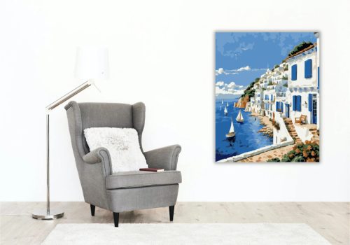 Mediterrán vitorlások - számfestő készlet - Számfestő.hu - 50×60cm - Keret nélkül