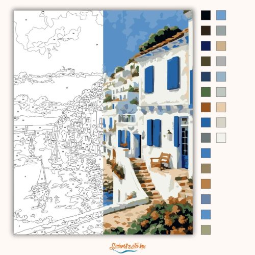 Mediterrán vitorlások - számfestő készlet - Számfestő.hu - 40×50cm - Keretre feszítve